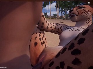 Hot tesão Cheetah fode 3 Homens Furry Animated (com som / cum)