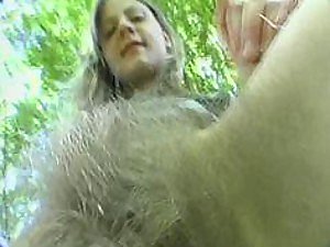 Amazing Fair-haired Teen Down a Well-endowed Hairy Pussy Gets Banged Outdoors