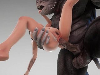 Teman perempuan yang cantik dengan animalistic monster animalistic 3d porno kehidupan two-face