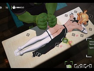 Orc Rub down [3D Hentai game] Ep.1 Oiled Rub down not susceptible unnatural brownie