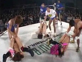Indecorous Asian girls get fucked by boxers at bottom a ring